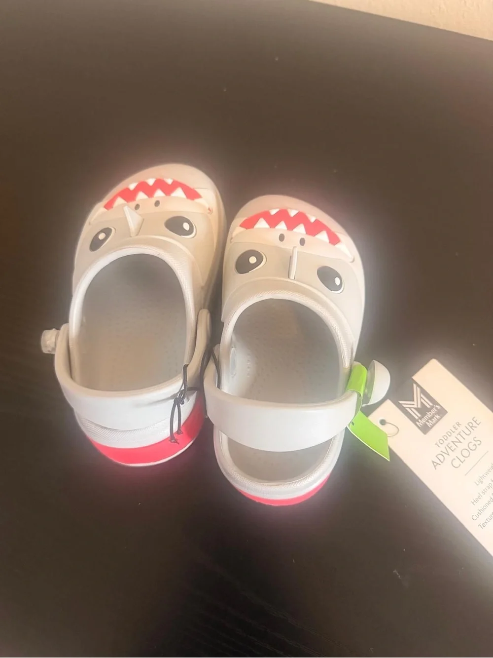 Kids Shark Clog Sandals in Gray and Red